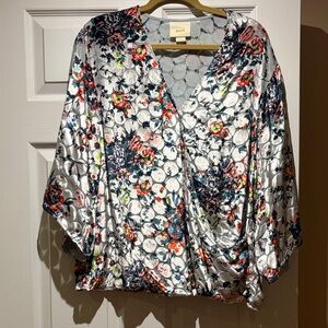 Maeve Silver Floral Women's Blouse